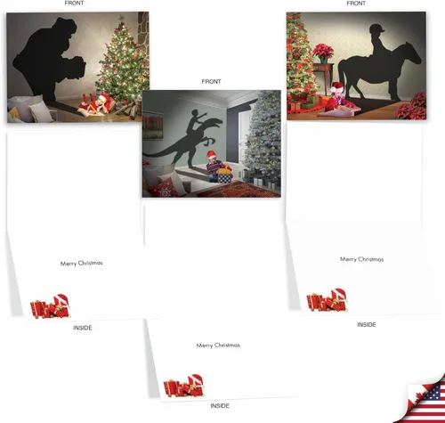 Miniatura 2 de The Best Card Company - 10 tarjetas navideñas de Santa con sobres - Juego surtido en caja, tarjetas navideñas para niños (4 x 5.12 pulgadas)