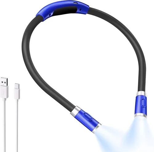 LUXJET Luz de lectura de cuello y luz de libro para leer en la cama, manos libres, 6 niveles de brillo, brazos flexibles de 360°, recargable de 80