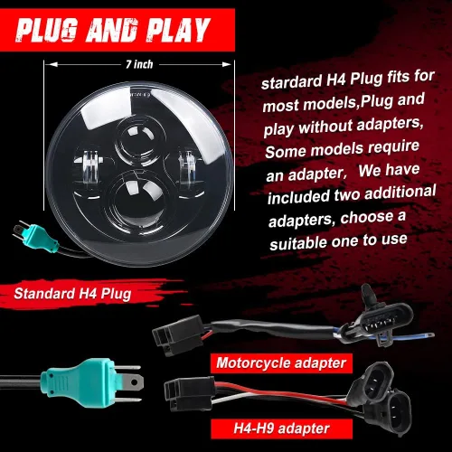 Miniatura 4 de Faro delantero de luz LED de 7 pulgadas para motocicleta compatible con Harley Davidson Street Glide, Road King, Electra Glide, Fat Boy, Heritage