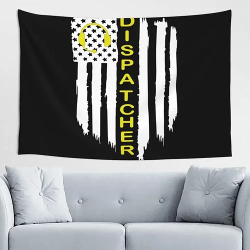 Qauirfe Tapiz con diseño de bandera estadounidense con el número 911, diseño de bandera americana, para colgar en la pared, sala de estar,