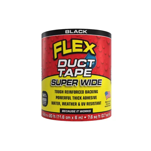 Cinta adhesiva Flex Duct, súper ancha, 4.6 pulgadas x 20 pies, negra, resistente de alta calidad, multisuperficie, resistente al agua, al clima y a