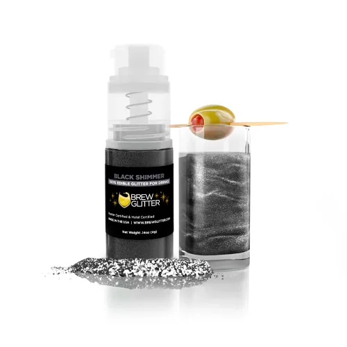 Brew Glitter - Bomba de purpurina comestible para bebidas, 1 x 0.14 oz para cócteles, cerveza y bebidas (negro brillante)