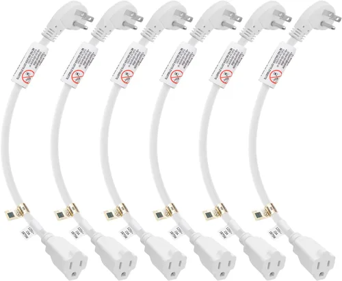 Miniatura 12 de FIRMERST 1875W Cable de extensión de enchufe plano de perfil bajo 1 pie 14AWG 15A Blanco