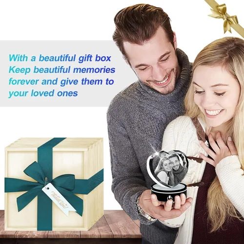 Miniatura 8 de Foto de cristal 3D, regalos personalizados para mujeres, esposa, día del padre, papá, regalo personalizado de vidrio grabado con láser 3D, corazón, L