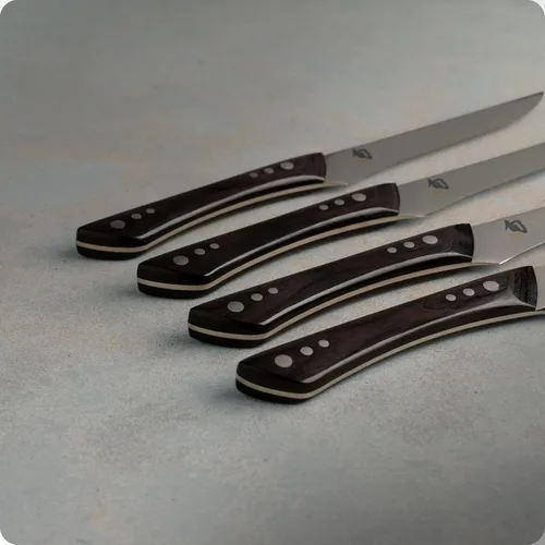Miniatura 4 de Shun Shima - Juego de cuchillos para carne de 4 piezas, cuchillos de carne Shima de 5 pulgadas, juego de cuchillos japoneses hechos a mano