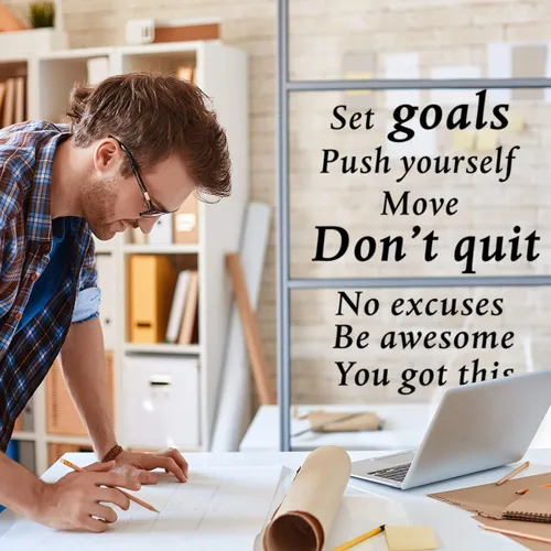 Miniatura 5 de 2 hojas de calcomanías motivacionales para pared, calcomanías de vinilo con citas inspiradoras, juntos todos logran más, para oficina, refranes