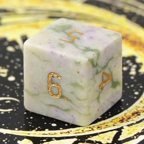 Miniatura 6 de Dados poliédricos DND de piedras preciosas de jade auspicioso natural, dados de juego de rol para juegos de mesa TRPG juegos de mazmorras y dragones