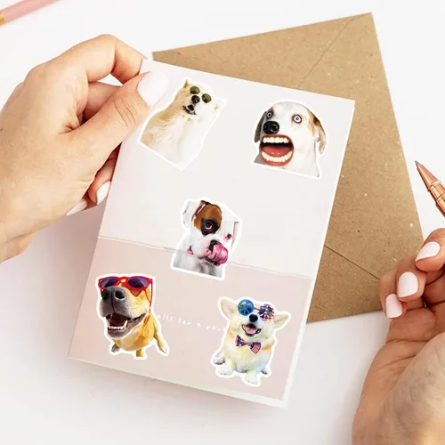 Miniatura 5 de 50 calcomanías para perros, lindas y divertidas calcomanías de perro para niños, adolescentes y adultos, calcomanías de vinilo impermeable