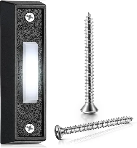 Miniatura 9 de Saillong 2 botones de timbre iluminados, botón pulsador de timbre con cable, timbre de repuesto montado en la pared de garaje con luz LED compatible