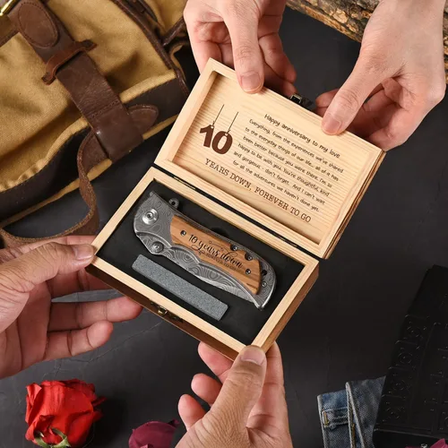 Miniatura 4 de Recuerdo de aniversario de 10 años para él, 10º aniversario de boda para hombres, décimo aniversario de aluminio de estaño para marido