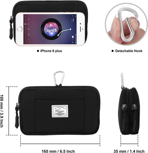 Miniatura 4 de KAMO Funda multiusos de lona horizontal para smartphone, funda para teléfono celular con asa para cinturón, bolsas de cinturón para mujeres, funda