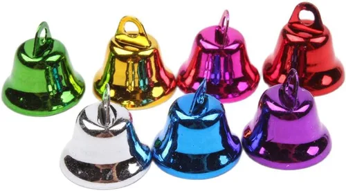 Miniatura 8 de Queenbox - 50 cascabeles de Navidad de 0.79 pulgadas, campanas de viento colgantes de metal para manualidades, árbol de Navidad, decoración