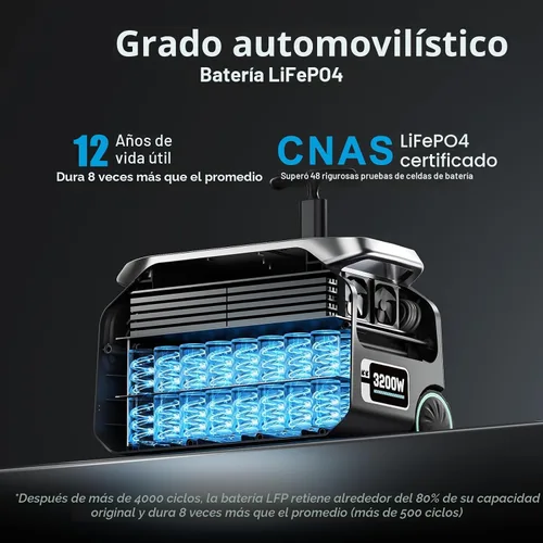 Miniatura 9 de Estación de energía portátil IEE de 3200 W P3200, generador solar de 2048 Wh, carga de CA de 1800 W y carga solar de 1000 W, estación de energía