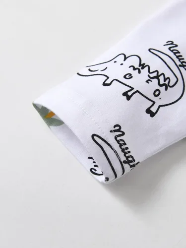 Miniatura 60 de Conjunto de 3 piezas de ropa de bebé recién nacido con estampado de manga larga + pantalones + sombrero