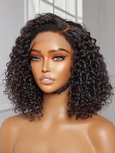 Miniatura 13 de Pelucas cortas de cabello humano rizado estilo Bob con reflejos, pelucas de encaje frontal HD de 13 x 4, pelucas de cabello brasileño con corte