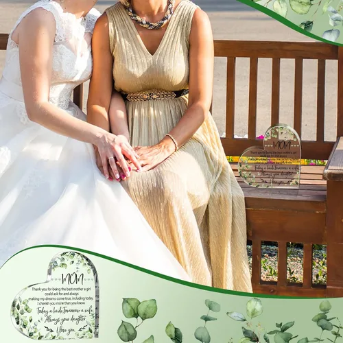 Miniatura 5 de Yalikop Regalos para madre de la novia, recuerdo de corazón acrílico 2026, regalo de boda de parte de la hija "Thank You Being the Best Mom", regalo