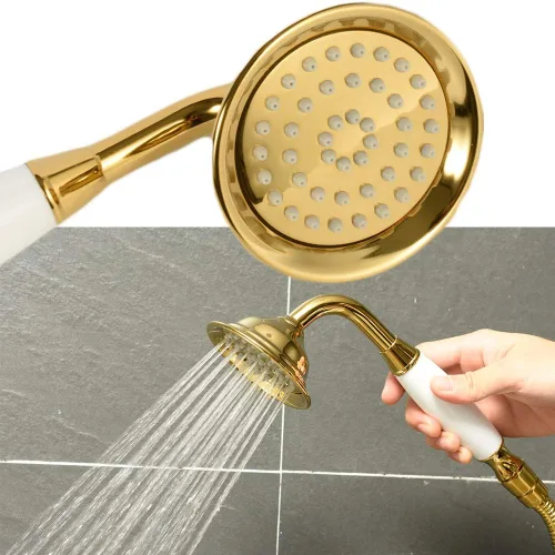 Miniatura 3 de ENGA Ducha de mano estilo vintage en forma de teléfono con rociador de lluvia, cabezal de ducha de cerámica con manguera de 59 pulgadas para baño