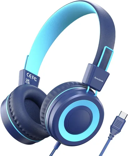 Bywulanda Auriculares USB Tipo C Mejorados para Niños para la Escuela, Volumen Seguro Limitado de 94dB, Sonido Estéreo HD, Auriculares Plegables