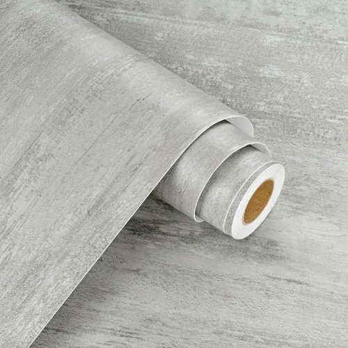 Miniatura 7 de WESTICK Papel de contacto de madera gris para encimeras, papel tapiz de madera gris, autoadhesivo, impermeable, papel de contacto de grano de madera
