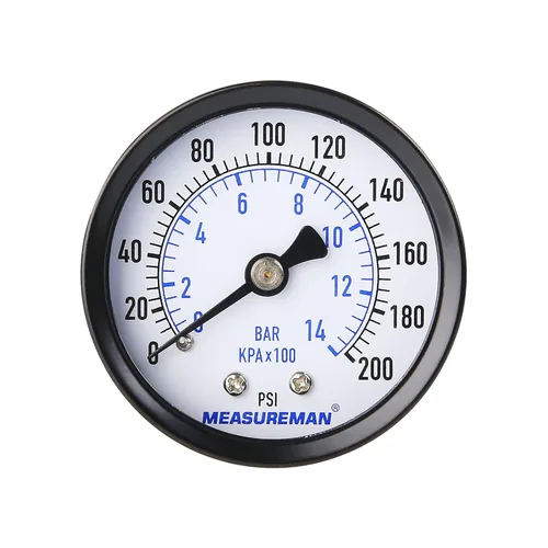 Miniatura 12 de MEASUREMAN Medidor de presión de pozo de 2 pulgadas, 0-100 psi/bar, macho NPT de 1/4 pulgadas con adaptador NPT de 1/2 pulgadas, precisión de 3-2-3%