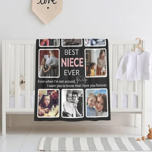 Miniatura 42 de Manta personalizada con collage de fotos, para hermana, amiga, madre, padre, familia, mascotas, parejas, en Navidad, cumpleaños, aniversario, regalo