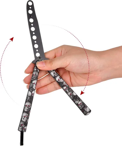 Miniatura 3 de AIFUSI Cuchillo de mariposa entrenador, entrenamiento y práctica para niños y adultos, acero Balisong Trainer sin afilar, 100% seguridad Balisong