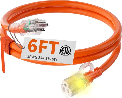 Miniatura 75 de HUANCHAIN Cable de extensión para interiores y exteriores, 50 pies, impermeable, calibre 16/3, flexible, resistente, cable de extensión para Amarillo