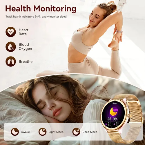 Miniatura 6 de Relojes inteligentes para mujer, pantalla HD, rastreador de actividad física 5ATM, resistente al agua con Bluetooth para hacerresponder llamadas