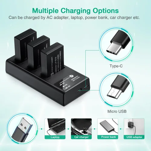 Miniatura 5 de FirstPower Paquete de 3 baterías LP-E12 y cargador de triple ranura para cámaras Canon EOS M50, M50 Mark II, M, M2, M10, M100, M200, Rebel SL1