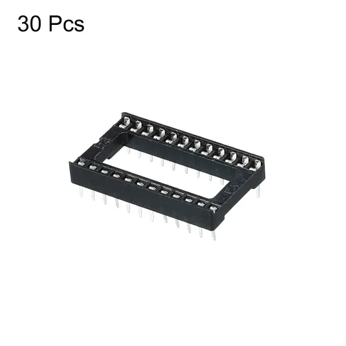 Miniatura 3 de MECCANIXITY DIP IC Chip Socket Adapter Flat Pin 24P 0.100 in Paso 0.591 in IC Socket para chip de placa PCB, paquete de 30