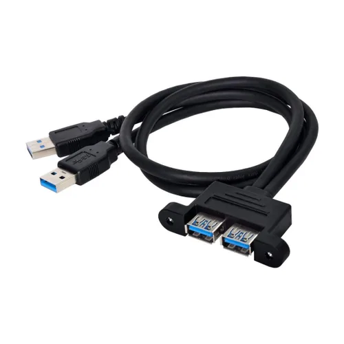 Miniatura 8 de chenyang USB 3.0 Cabezal de panel frontal 2 macho a 2 USB 3.0 hembra Panel Cable de extensión 0.5M con orificios de montaje en panel