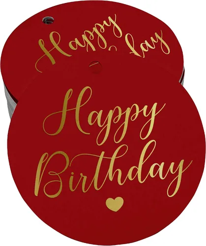 Miniatura 20 de Etiqueta de papel para colgar con texto en inglés «Happy Birthday» (50 unidades)