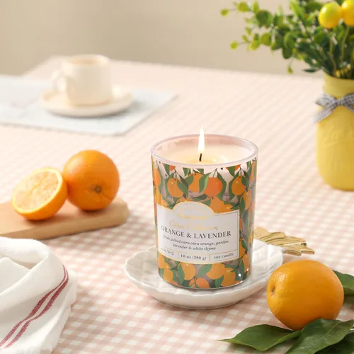 Miniatura 6 de Vela de cítricos, velas perfumadas de naranja y lavanda, velas de verano para el hogar y la cocina, vela perfumada de cera de soja, 10 onzas Pomelo