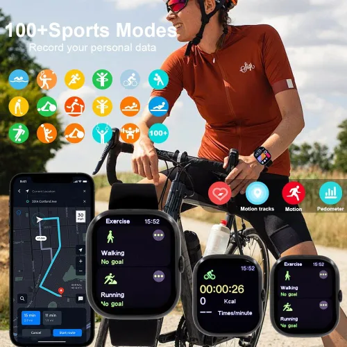 Miniatura 6 de Reloj inteligente (respuesta/hacer llamadas), relojes inteligentes de 2.01 pulgadas para mujer, más de 110 modos deportivos, reloj de fitness
