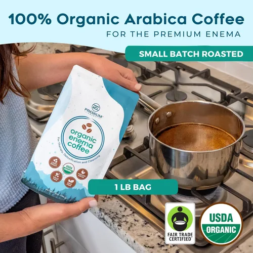 Miniatura 2 de Café orgánico de enema prémium para enemas, tostado ligero, molido medio, grado especial, alto ácido palmítico, cafeína, comercio justo, 1 libra