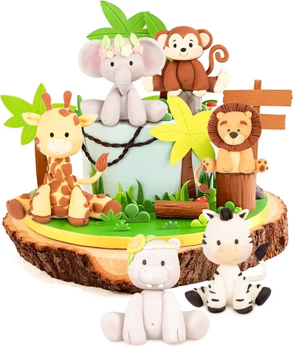 Miniatura 3 de FUNSHOWCASE Moldes de silicona para fondant de animales de la selva, decoración de tartas Sugarcraft, altura de 6 unidades, 2.6-3.6 pulgadas Safari 1