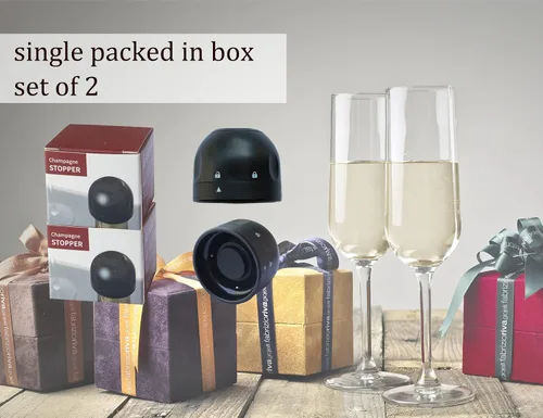 Miniatura 3 de Tapones para vino y champán, paquete de 2 tapones para botellas de champán y vino, sellador reutilizable a prueba de fugas para vino y champán