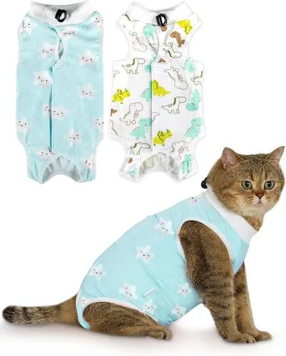 Miniatura 13 de ANWA Traje de recuperación de gato, mameluco transpirable para gato después de la cirugía, traje de recuperación de cirugía de gatito, heridas Alpaca