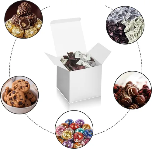Miniatura 4 de Paquete de 100 Cajas de Regalo Pequeñas, Cajas de Favor de 2x2x2 Pulgadas, Cajas de Regalo de Papel Plateado con Tapas para Regalos, Manualidades