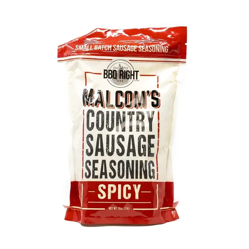 Malcom's Spicy Country - Condimento para salchichas de campo, uso con cerdo, carne de res, cordero, caza silvestre, venado y otras carnes, mezcla de