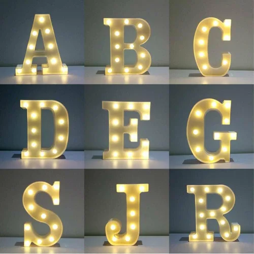Miniatura 3 de anso Letras LED del alfabeto con números iluminados, letras de plástico blanco, decoración de pie de la A a la Z 0 ~ 9 (rosa corazón)