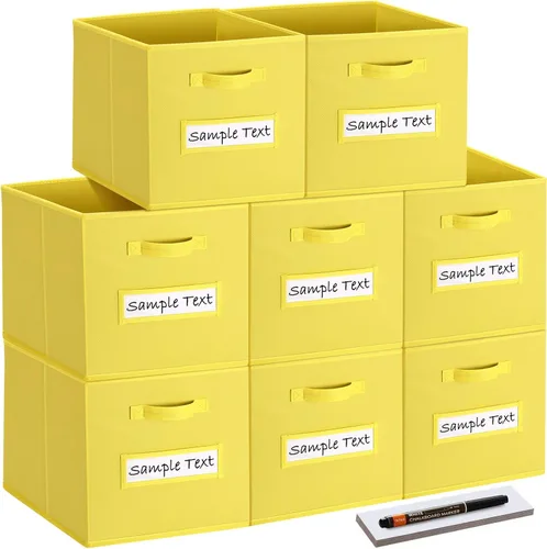 Miniatura 10 de Cubos de almacenamiento de tela (juego de 8) cubos de almacenamiento de 11 pulgadas, cubos de almacenamiento con 8 etiquetas, tarjetas de ventana
