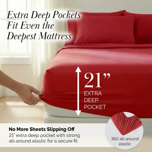 Miniatura 270 de Southshore Fine Living, Inc. Juego de 7 piezas de sábanas King divididas para cama ajustable, juego de sábanas King divididas con bolsillo de 21