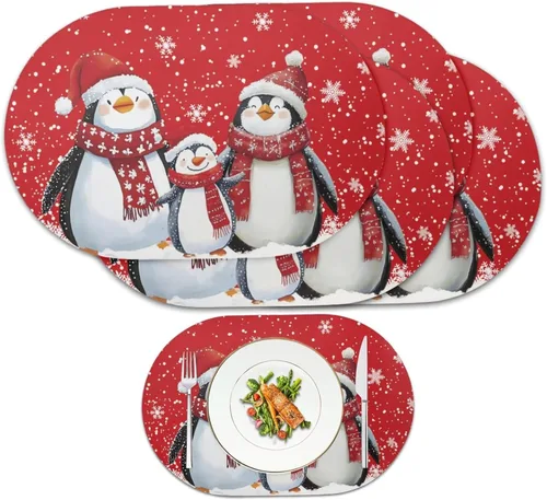 Miniatura 59 de Pumpkin Placemats Oval Placemats Set of 2 Black Cat Table Mats for Dining Tables Washable Heat Resistant Place Mats for Holiday Party Use 12X18 Inch