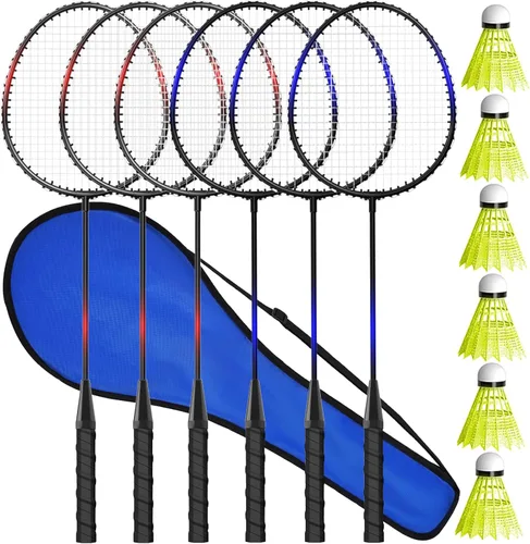 Miniatura 7 de Juego de 2, 4, 6 raquetas de bádminton Keehoo para adultos y niños, juego de bádminton para la playa, el césped, el patio trasero, deportes al aire