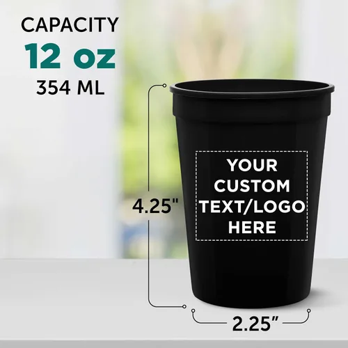 Miniatura 5 de DISCOUNT PROMOS Vasos de plástico personalizados + tamaño de 12 onzas + diseño de fiesta desechable + juego a granel (10, 50 o 100) ideal
