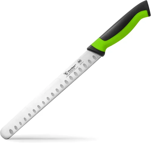 Miniatura 12 de Cuchillo de chef de 8 pulgadas con borde Granton para rebanar jamón y carne de pavo Certificado NSF Hoja de acero inoxidable alemán Mango