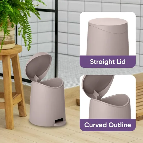 Miniatura 5 de Superio Mini cubo de basura para baño con tapa de 3 litros, cubo de basura de plástico de 0.75 galones, moderno bote de basura con pedal de pie