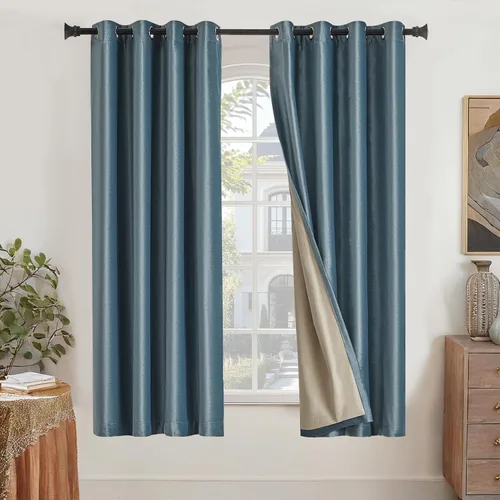 Miniatura 20 de GIGIZAZA Cortinas de terciopelo 100% opacas de 72 pulgadas, 2 paneles, cortinas negras para ventana, con aislamiento térmico, cortina de lujo