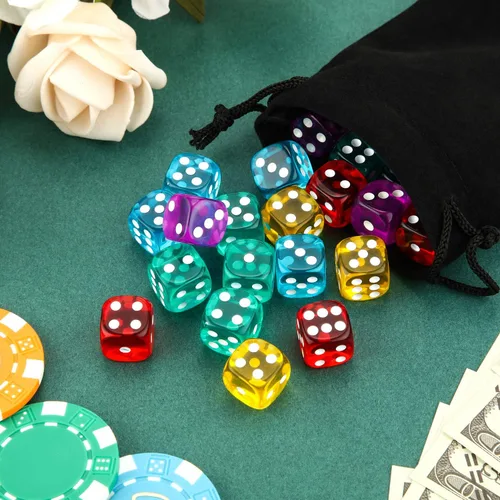 Miniatura 2 de TecUnite Juego de 30 dados de 6 caras de 0.551 in a granel de 6 caras para juegos de mesa, aprendizaje de matemáticas, aula